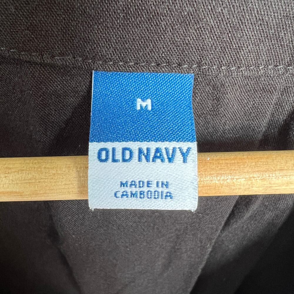 Old Navy Black Smocked Waist Midi Dress Women’s Size M Embroidered Hem - Picture 2 of 14